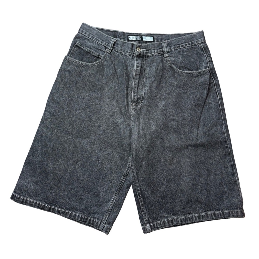 Southpole Mens Charcoal Washed Denim Baggy Shorts‎ Size 40 Vintage Streetwear